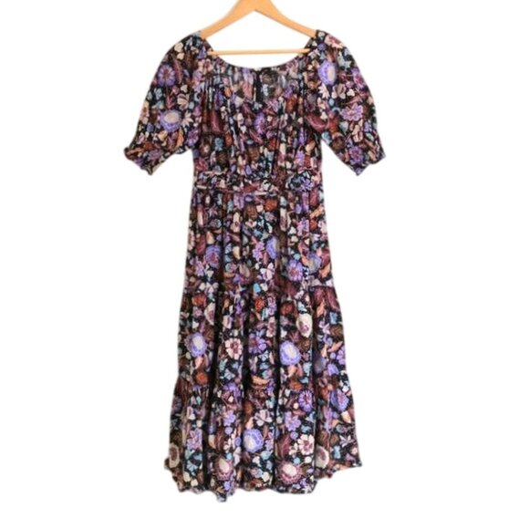 Ann Taylor Dresses & Skirts - NWOT Ann Taylor Cotton Floral Tiered Ruffle Hem Midi Dress Cottage Core Size 0